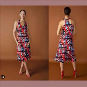 NWT $338 Chloe Kristyn [ Small ]‎ Le Trait Nina Slip Dress Blue Red Black